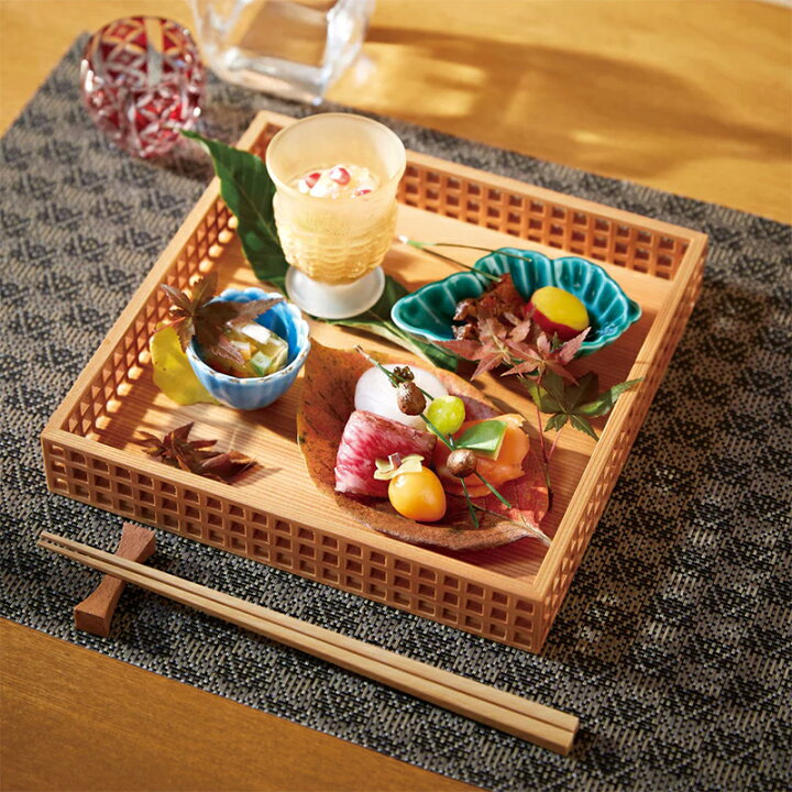 楽天市場】細目(ささめ)格子料理膳 21.3×21.3×H3.4cm/木製 天然木 杉 