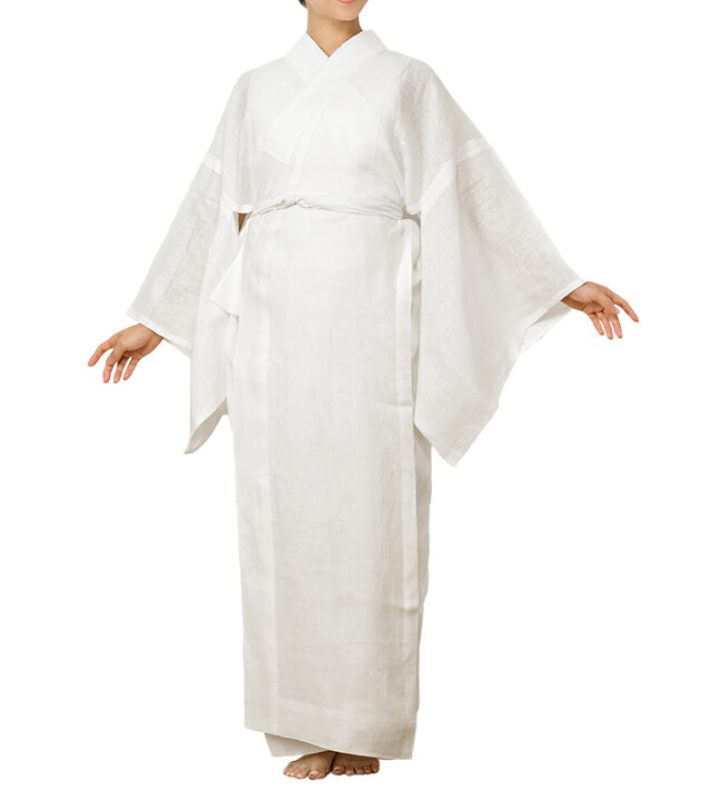  白 M L LL  麻 二部式 夏 涼しい 夏物 肌襦袢 襦袢 着物下着 和装下着 肌着 麻100% 涼感 快適 洗える 女性用 レディース 日本製