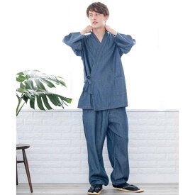 ( デニム作務衣 メンズ ) 作務衣 デニム デニム作務衣 男性 メンズ さむえ おしゃれ 綿 部屋着 作業着 通年 M/L/LL(XL) 無地 紺 黒 青 春 秋 冬(rg)