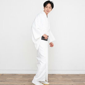 ( 男袷 紋付 ) 洗える着物 着物 単品 メンズ 和装 地紋付き 成人式　卒業式 黒紋付 白紋付 家紋入れ可能(rg)