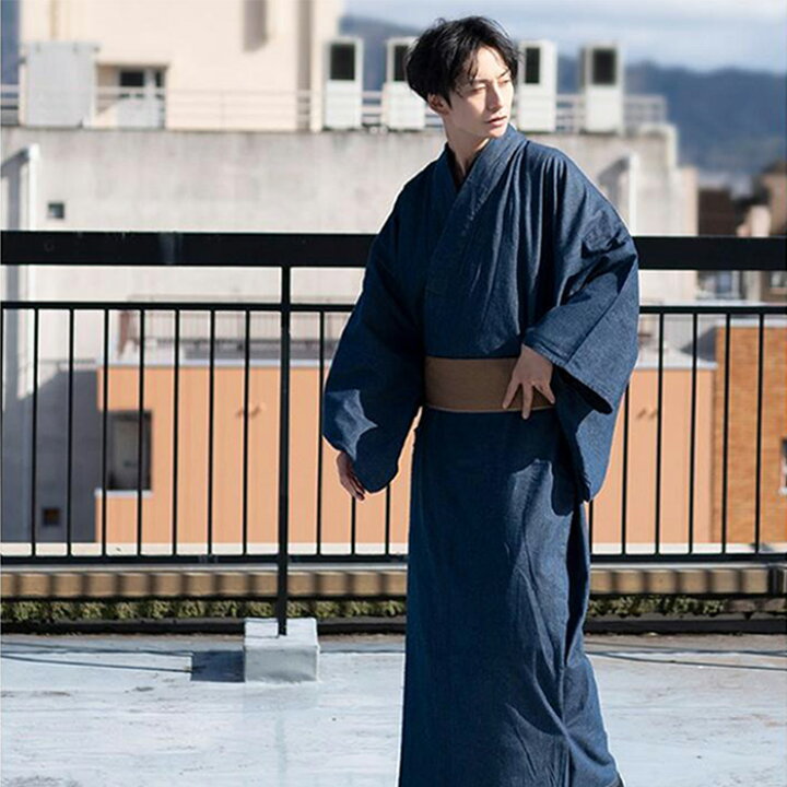 楽天市場】( 男単衣 デニム ) 着物 男 デニム 洗える 洗える着物 
