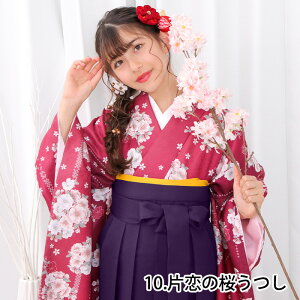 【豪華安心袴4点セット】 袴セット 華やかEF ジュニア (132cmから160cm) 卒業式 小学生 4点セット 着物 袴 セット 帯 長襦袢 卒服 二尺袖着物 はかま 振袖 和服 和装 ジュニア ガールズ 女の子 レ