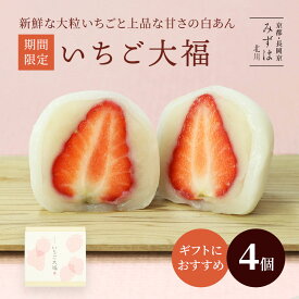 いちご大福4個入送料無料 白あん 大粒苺 ギフト 京都 和菓子 銘菓 取り寄せ 通販 人気 絶品 有名 苺大福 【消費期限は到着日当日】【北海道・秋田・青森・岩手・沖縄への発送不可】 保存料不使用