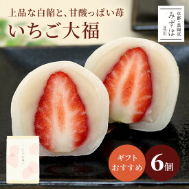 いちご大福6個入送料無料 白あん 大粒苺 和菓子 母の日ギフト 京都 和菓子 銘菓 取り寄せ 通販 人気 絶品 有名 苺大福 【消費期限は到着日当日】【北海道・秋田・青森・岩手・沖縄への発送不可】 保存料不使用
