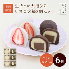 生チョコ大福3個・いちご大福3個セット【のし紙可】送料無料 白あん 大粒苺 ギフト 京都 和菓子 銘菓 取り寄せ 通販 人気 絶品 有名 苺大福【いちご大福の消費期限は到着日当日】【北海道・秋田・青森・岩手・沖縄への発送不可】 保存料不使用