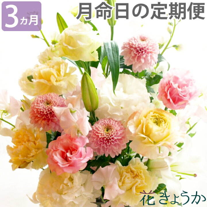 楽天市場 生花 花の定期便 月命日 ほしコース3ヶ月 送料無料 お供え 花 定期 購入 アレンジメント 花束 お悔やみ 命日 贈り物 お供え花 お供え花ギフト専門店 花きょうか