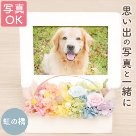 【日付指定可】 ペット 遺影 写真 ペット供養 プリザーブドフラワー 仏花 ミニ 『 虹の橋 フォトフレーム エトワール 』 お供え 花 ミニ仏壇 写真立て 犬 お悔やみ 贈り物 命日 手元供養 祭壇 供養花 供花 お供え花 写真入り 猫 鳥 インコ うさぎ プリザ お彼岸 お彼岸