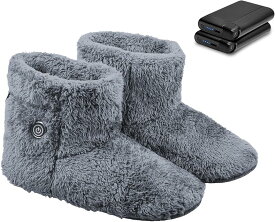 【歩ける電熱スリッパ】電気足温器 ブーツ型ルームシューズ 8000mAh充電式バッテリー付 コードレス 5段階温度調節 日本製ヒーター 男女兼用 M/L 4色