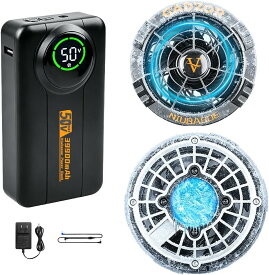 空調作業服 ファンバッテリーセット 50V 39990mAh 2026最新 冷却プレート付き ファン2個 日本製ブラシレスモーター 255L/S超強風 6段階風量調節 5段階冷却 USB充電 PSE認証済 作業服用 ファン付きウェア対応 熱中症対策 猛暑対策