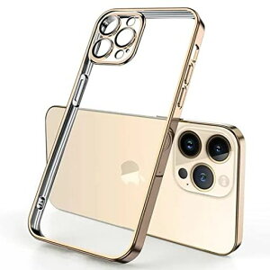 TecxiniPhone13Promax用スクエアメッキケースiPhone13promaxケース用ソフトクリアTPUバックカバー耐衝撃(iPhone13promaxゴールド)