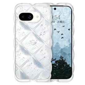 GUAGUAGooglePixe9Aケースクリアウェーブ菱形バックピクセル9aうねうねケース透明TPUキラキラ菱形凸凹アルミ箔シルバー可愛い韓国人気スマホケースPixe9a耐衝撃超軽量おしゃれバンパー