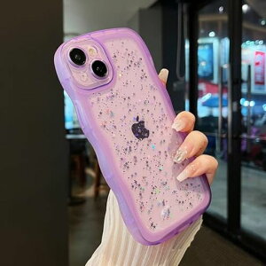 ZTOFERAiPhone15用波状のケース透明クリアケースかわいいカーリーウェーブシェイプデザインおしゃれキラキラ星スマホケースソフトTPUバンパーケーススターパターン軽量耐衝撃人気韓国アイ…