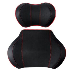 Catland車用クッション低反発パッド車首枕背当て背もたれ頭首背中サポート柔らかいウレタンPUレザーおしゃれオフィス椅子運転ドライブブラック黒運転席分だけ