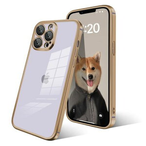 iPhone13ProMaxケースクリアアイフォン13ProMaxケース耐衝撃スマホケースメッキ加工ストラップホール付き携帯カバー軽量薄型透明持ちやすいTPU素材携帯ケース(ゴールド)