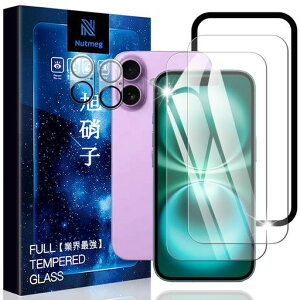 Nutmeg�Ή�iPhone17�p�̃K���X�t�B����(2��)+iPhone17�p�̃J�����t�B����(2��)�y���Ɏq�f�ސ��K�C�h�g�t���z�A�C�t�H��17�p�̕ی�t�B�����d�x9H�����K���X�����ߗ���U�h�~�w��h�~�ϏՌ��ȒP�c