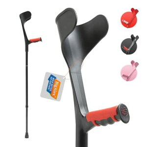 ビグアレクス(BigAlex)クラッチ杖松葉杖まつばづえロフストランドクラッチ折りたたみ折り畳み伸縮式ロフストランドステッキリハビリアルミニウム軽量歩行補助10段階調節可能(1本ブラック)