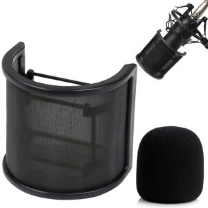 2025ポップガードマイクポップガードマイクスポンジプロシンガー監修マイクカバーリフレクションフィルターノイズ防止スポンジ層搭載モデル金属+スポンジ弾性ゴムバンド付Φ40~63mmマイ…