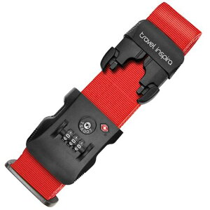 travelinspira【TSAロック】スーツケースベルト旅行便利グッズ荷締めベルトバンド荷崩れ防止・110~190CM調整可能I字型軽量3桁ダイヤル式固定ベルトスーツケースベルト鍵付きずり落ち防止旅行…