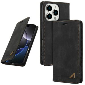 UnivoColorsiPhone12ProMax手帳型ケース高級合皮スタンド機能カード収納マグネット式TPUソフトカバーRFIDブロッキングカメラ保護衝撃吸収全面保護衝撃吸収おしゃれカバー(ブラック)