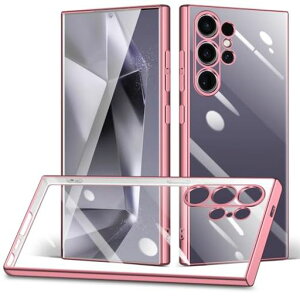SamsungGalaxyS24UltraケースクリアSC-52Eカバー透明TPUシリコン薄型耐衝撃軽量ソフトカバーストラップホールギャラクシーS24Ultraスマホケース(ローズゴールド)