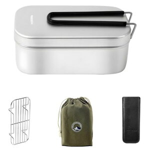 MiliCampフローメスティンアウトドア炊飯飯盒湯切り穴搭載MR-250Pro+ソロキャンプ野外用食器(4点セット)