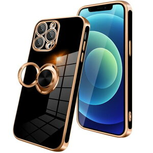 KEHUALLEiPhone12Proケースリング付きスマホケースいphone12Proカバー耐衝撃メッキ加工TPU携帯カバー車載ホルダー対応360度回転多機能スタンド機能アイフォン12Pro携帯ケース