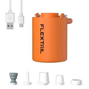 FLEXTAILGEARTINYPUMP2024携帯式エアーポンプ最軽量ポンプ電動ポンプ3.5KpaTYPE-C充電式空気入れ・空気抜くプール用浮き輪真空袋キャンプインフレータブル家具(オレンジ)