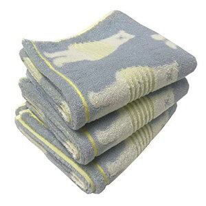 今治タオルフェイスタオル3枚組ボーダーベアー柄34x80cm(ブルー3枚)