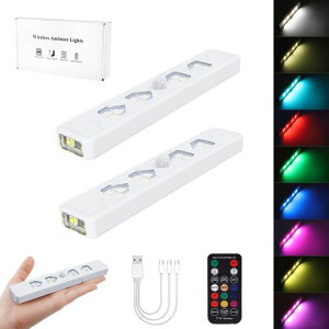 Futwod9色LEDバーライトRGB人感センサーライトフットライト雰囲気ライト足元灯テープライト21照明モード輝度調整自転車室内廊下足元玄関トイレキッチン汎用ledライトUSBTYPE-C充電式2本セッ…