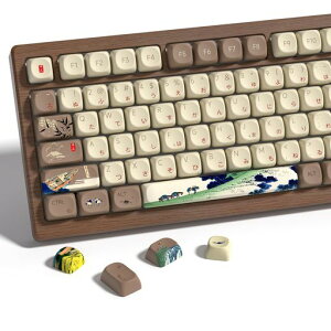 Womier PBT�L�[�L���b�v�Z�b�g�A�`�F���[�v���t�@�C���A61/68/84/87/98/100/104�L�[�Ή����J�j�J���L�[�{�[�h�p (�u���E��)