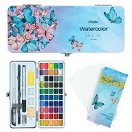 Ohuhu 固形水彩 透明 水彩絵の具 50色 絵の具セット 絵具 鮮やか 画材 塗り絵 スケッチ 大人 誕生日 クリ…