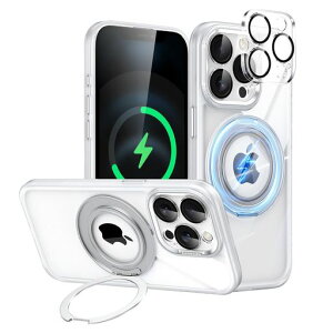 DonocaoiPhone14ProMax�p�P�[�X�N���AMagSafe�Ή�360°��]�X�^���h�B�������O�t���V���R���ϏՌ����^�y�ʓ����w�ʎ��R�Ɏ�t���O���J�����J�o�[4KHD�K���X�t�B���������Y�ی쉩�ϖh�~