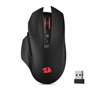 Redragon M656 Gainer �Q�[�~���O�}�E�X ���C�����X 2.4GHz ���� 4000DPI 5�i�K���� 7�v���O�����{�^�� ���b�hLED�o�b�N���C�g ��p�\�t�g�E�F�A�Ή� PC/Mac/�m�[�g�p�\�R���Ή� �u���b�N