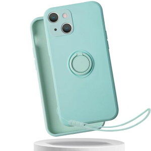 適用iphone15plusケースリングストラップ付きシリコンアイフォン15プラスカバーリング付きシリコーンアイフォン15プラススマホケース薄型軽量【GoKIGIoD】バンパーストラップホール携帯カバ…