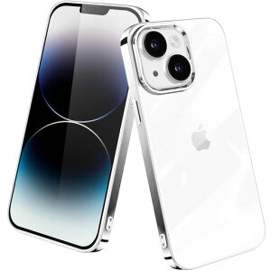 iPhone13mini用ケースクリアtpuシリコンメッキ加工スリム極薄軽量透明スマホケース耐衝撃QIワイヤレス充電対応ストラップホール黄変防止一体型人気アイフォン13mini携帯カバーシルバー