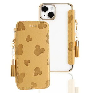 アイフォン15手帳型スマホケースクリアワイヤレス対応2023モデル可愛いキラキラ表面レザー押し型のネズミマグネットなし片手でも開けやすいメッキ加工真珠タッセル付きiPhone15カバーケ…