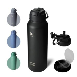 BOTTLE BOTTLE ���� 1���b�g�� ��d�\�� �ۗ�ۉ� ���@�r ��e�� 1000ml �X�e�����X�{�g�� �X�g���[�t�� ������ 2WAY�W �ꕔ���[ �R��h�~ �����^�� �X�|�[�c �A�E�g�h�A (�u���b�N)