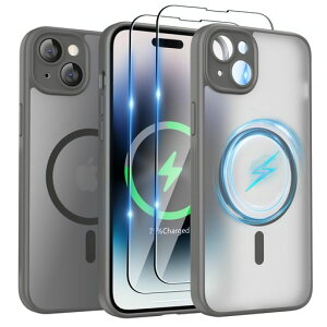 SURPHYiPhone15plus�p�P�[�X������MagSafe�Ή��t�B�����t��6.7�C���`�Ή�(2023)�g�уP�[�Xiphone15�v���X(�J�����̑S�ʕی�)�}�b�g�����΂݂Ȃ��w��h�~�}�O�l�b�g����(�O���[)