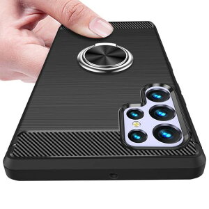 GalaxyS23Ultraケースリング付きTPU炭素繊維スマホケース衝撃吸収スタンド機能薄型360回転車載ホルダー対応散熱加工指紋防止シリコンスリムソフトサムスンギャラクシーs23ウルトラ携帯カバ…