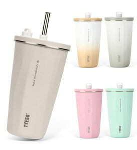�ySNS�Řb��zTYESO �^���u���[ �X�g���[�t�� 600ml �X�e�����X �W�t�� �^��f�M �ۉ� �ۗ� �A�E�g�h�A �����^�ѕ֗� ������ �R��Ȃ� ��e�� ���F �g���x��