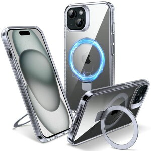 �y�B���X�^���h�����O�EMagSafe�Ή��zFlyzoo�P�[�X�p��iPhone15Plus[���C�����X�[�d�Ή����@�\���]�N���A�œ����ȉ��΂ݖh�~�ČRMIL�K�i�ϏՌ����ϋv�������h�~����~�߃O���b�v