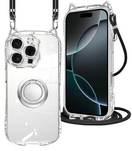 tuulaasii For iPhone 16 ProMax �p �P�[�X �L�� mimi �N���A ���� �����O�t�� �X�^���h�@�\ �V�����_�[ ���߉\ ������ ��|�� �R�t�� �΂߂��� �X�}�z�P�[�X ���� ������� �V���v�� �؍� ��phone16