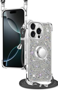 tuulaasii For iPhone 16 ProMax �p �P�[�X �L���L�� �P���s�J�s�J �����O�t�� �V�����_�[ ���߉\ ������ ��|�� �R�t�� �΂߂��� �X�}�z�P�[�X ��phone 16promax �A�C�t�H�� 16 �v�� �}�b�N�X �P�[�X