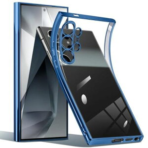 GalaxyS24UltraケースクリアTPU薄型軽量ギャラクシーS24Ultra耐衝撃米軍MIL規格取得滑り止め黄変防止防塵人気携帯カバーワイヤレス充電対応(ブルー)