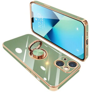 ONETIAOLONG�ɓK������iPhone13Mini�p�̃P�[�X�����O�t���A�C�t�H��13Mini�p�̃����O�J�o�[�ϏՌ�TPU���b�L���H360°��]�X�^���h�@�\�ԍڃz���_�[�X�g���b�v�z�[���t��5.4�C���`(�O���[��)