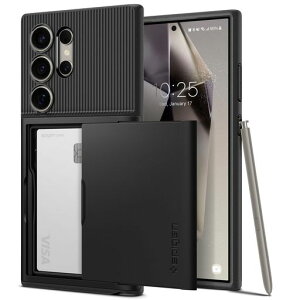 SpigenGalaxyS24Ultraケースカード収納MIL規格取得耐衝撃SC-52E|SCG26指紋防止傷防止衝撃吸収二重構造スリム・アーマーCSACS07306(ブラック)