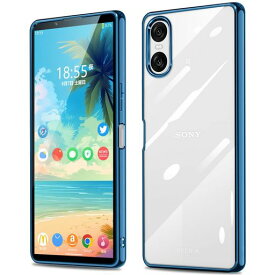 SonyXperia10VIケースクリアSO-52ESOG14エスクペリア10viカバー耐衝撃軽量ソフトtpu薄型全面保護背面クリア紫縁電気めっきラップホール付き(Xperia10VIブルー)