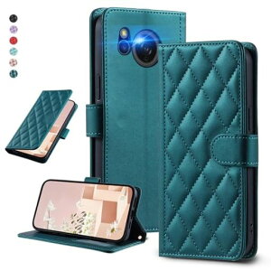 UnivoColorsSHARPAQUOSSense8(SH-54D/SHG11)キルティングレザー調手帳型ケースエレガント高質PUマグネット開閉式カード収納機能スタンド機能液晶全面保護レンズ保護ストラップ付属(グリーン)