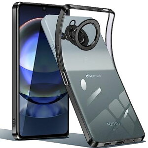 AQUOSR8ケースクリア透明アクオスR8SH-52Dカバースマホケース耐衝撃TPU薄型軽量ソフトケース人気保護カバー(ブラック)