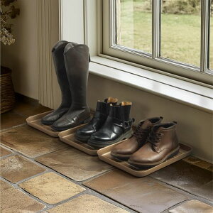 Navarisシューズトレイ3個セット靴置きシューズマット-35x27x4.5cm足置き靴入れラゲッジマット縁あり-靴収納雨雪秋冬泥対策-ブロンズ